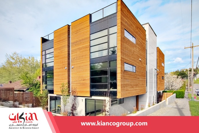 نمای ترموود و سنگ