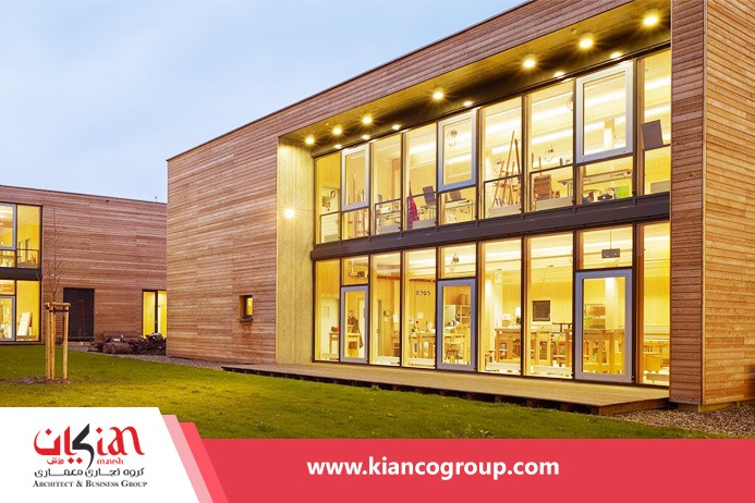 نمای ترموود و شیشه